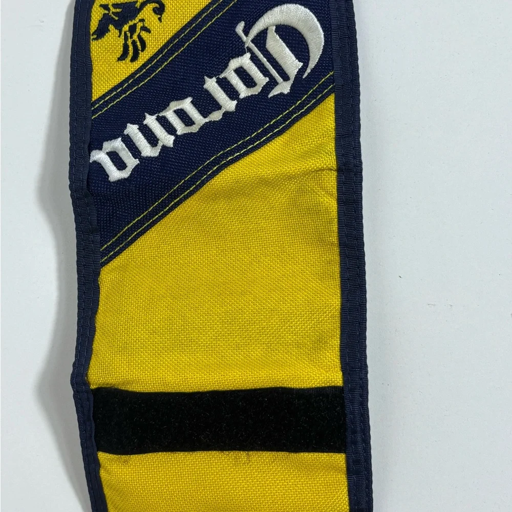 Corona Trifold Men's Wallet Yellow Blue Logo Zipper Closure